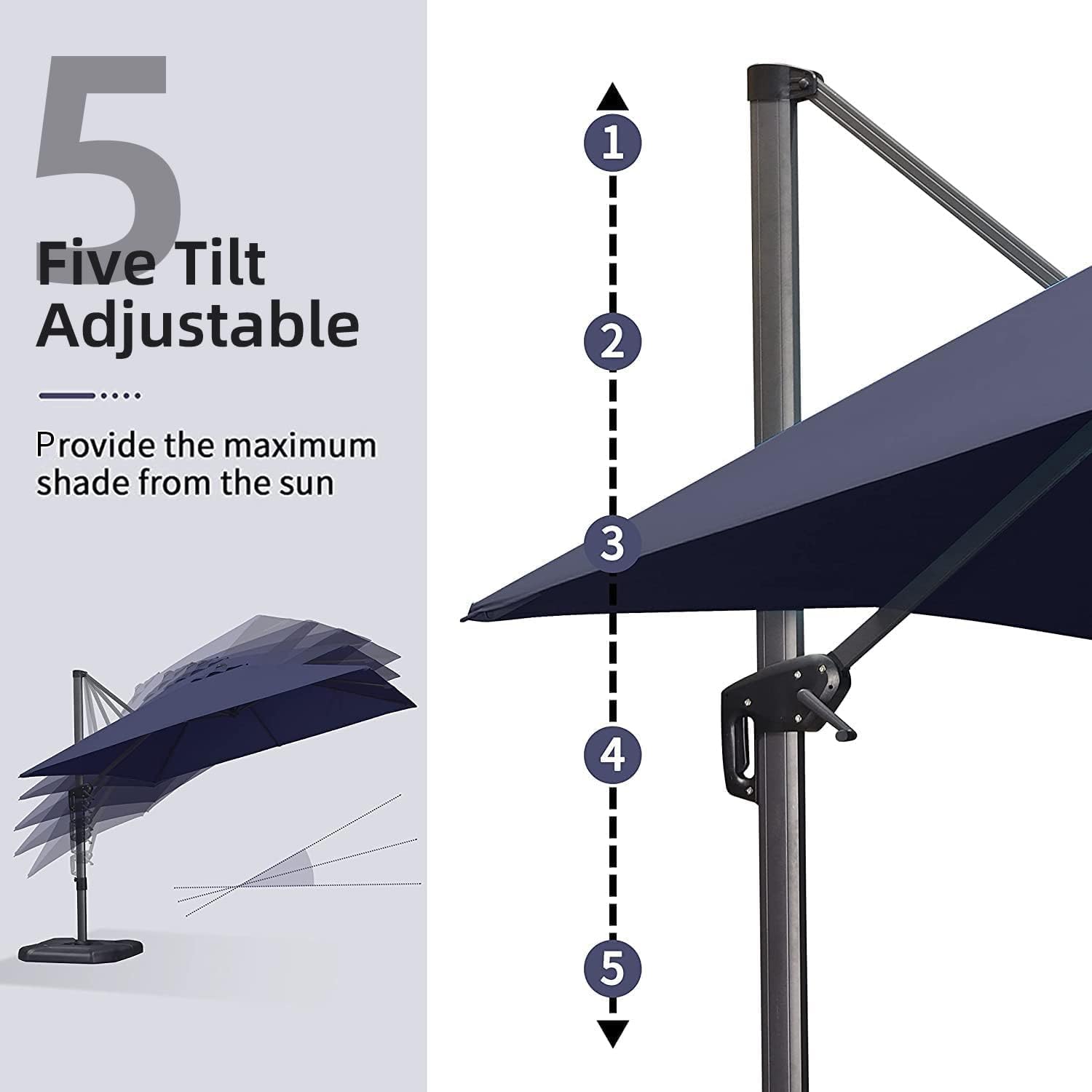 11 Feet Patio Umbrella with Base Outdoor Cantilever Round Umbrella Aluminum Offset Umbrella with 360-degree Rotation for Garden Deck Pool Patio, Beige
