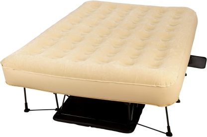 EZ Simpli Comfy Bed Queen Self-Inflating Air Mattress with Built-in Frame, Pump and Wheeled Case