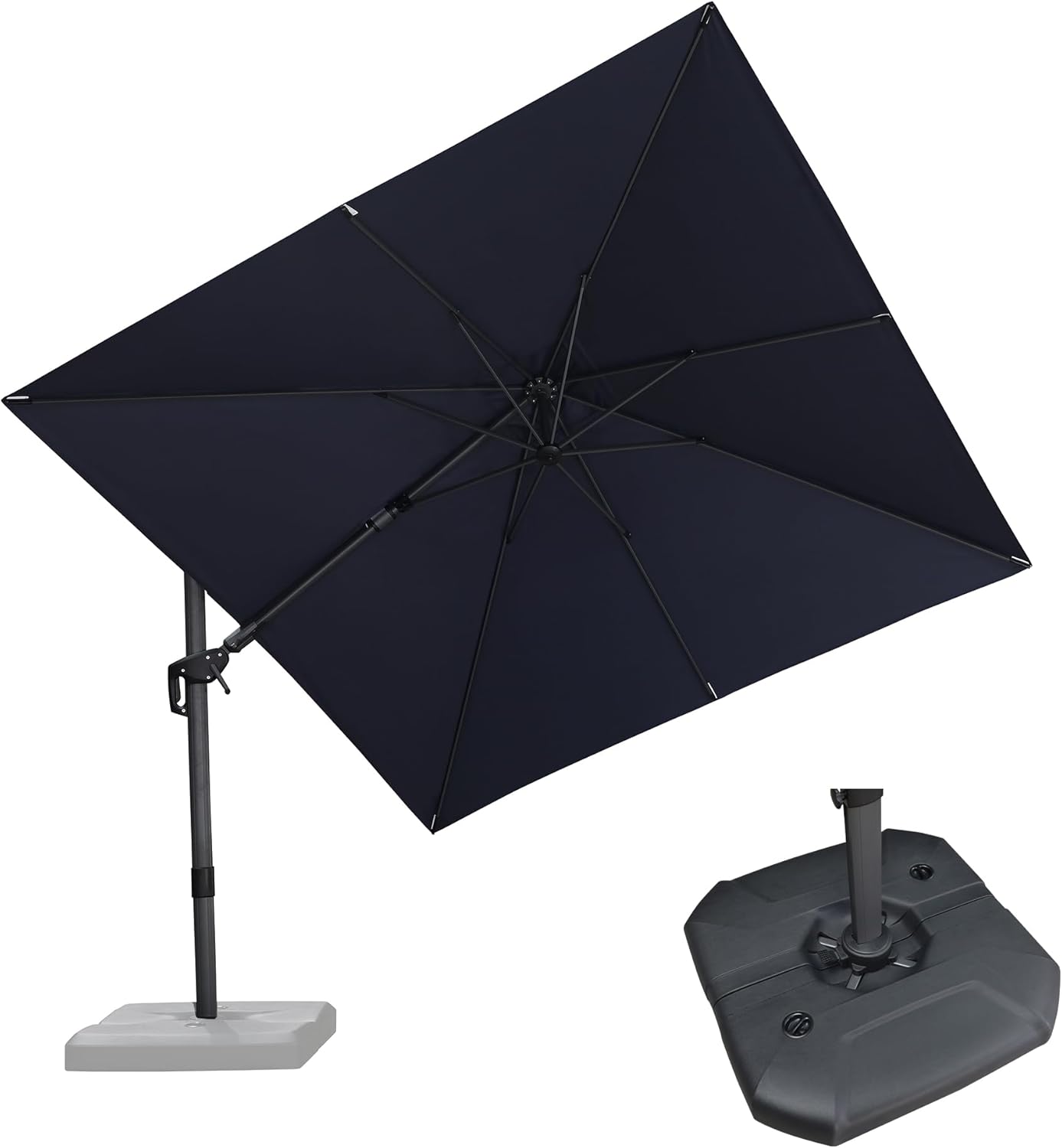 11 Feet Patio Umbrella with Base Outdoor Cantilever Round Umbrella Aluminum Offset Umbrella with 360-degree Rotation for Garden Deck Pool Patio, Beige