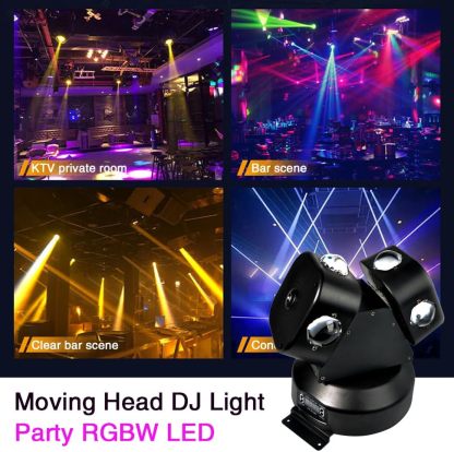 Moving Head DJ Light Party RGBW LED Beam Lights DMX 512 Strobe Light with Sound Activated 360°Rotation Stage Lighting Equipment for Events DJ KTV Disco Wedding Concert Festival