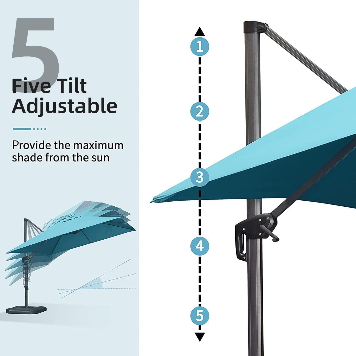 11 Feet Patio Umbrella with Base Outdoor Cantilever Round Umbrella Aluminum Offset Umbrella with 360-degree Rotation for Garden Deck Pool Patio, Beige