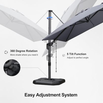 11 Feet Patio Umbrella with Base Outdoor Cantilever Round Umbrella Aluminum Offset Umbrella with 360-degree Rotation for Garden Deck Pool Patio, Beige