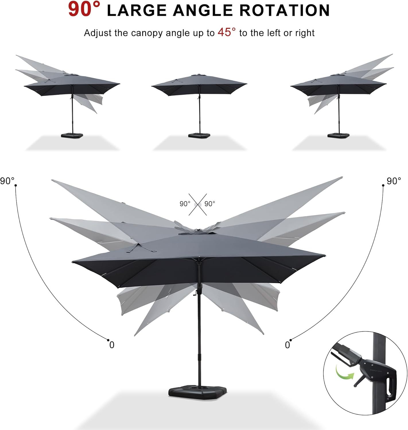 11 Feet Patio Umbrella with Base Outdoor Cantilever Round Umbrella Aluminum Offset Umbrella with 360-degree Rotation for Garden Deck Pool Patio, Beige