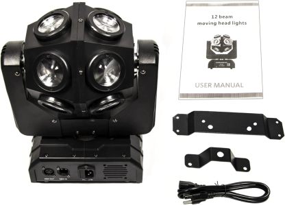 Moving Head DJ Light Party RGBW LED Beam Lights DMX 512 Strobe Light with Sound Activated 360°Rotation Stage Lighting Equipment for Events DJ KTV Disco Wedding Concert Festival