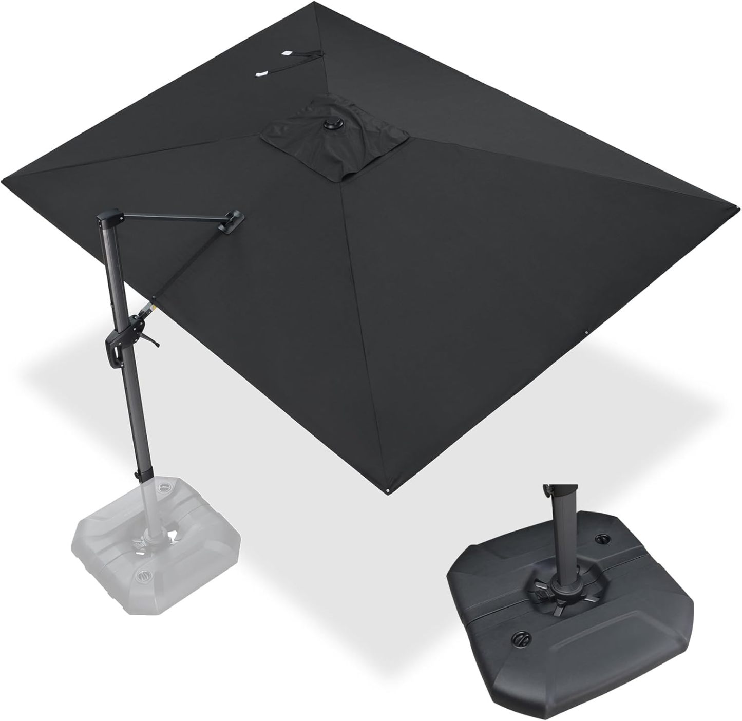 11 Feet Patio Umbrella with Base Outdoor Cantilever Round Umbrella Aluminum Offset Umbrella with 360-degree Rotation for Garden Deck Pool Patio, Beige