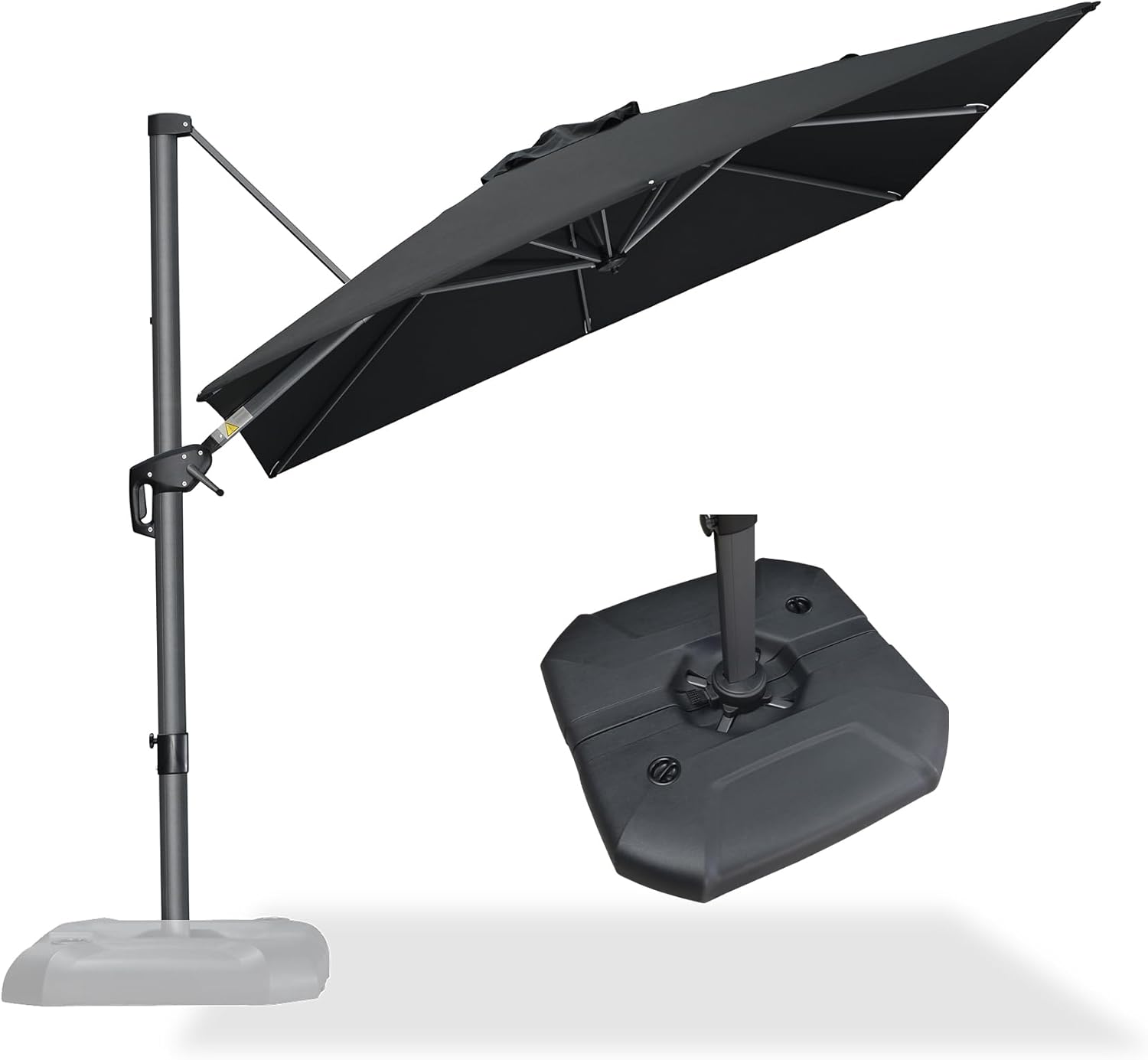 11 Feet Patio Umbrella with Base Outdoor Cantilever Round Umbrella Aluminum Offset Umbrella with 360-degree Rotation for Garden Deck Pool Patio, Beige