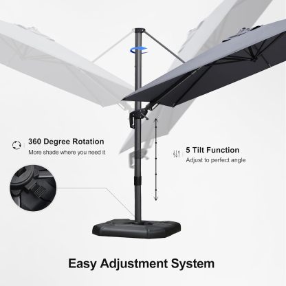 11 Feet Patio Umbrella with Base Outdoor Cantilever Round Umbrella Aluminum Offset Umbrella with 360-degree Rotation for Garden Deck Pool Patio, Beige
