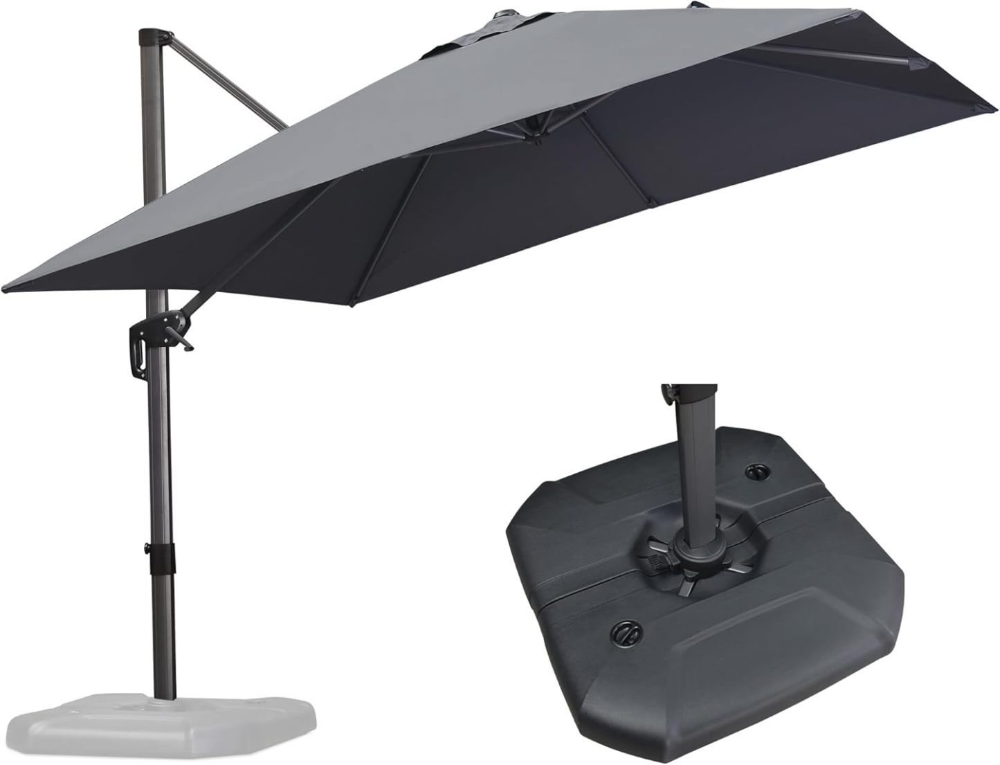 11 Feet Patio Umbrella with Base Outdoor Cantilever Round Umbrella Aluminum Offset Umbrella with 360-degree Rotation for Garden Deck Pool Patio, Beige