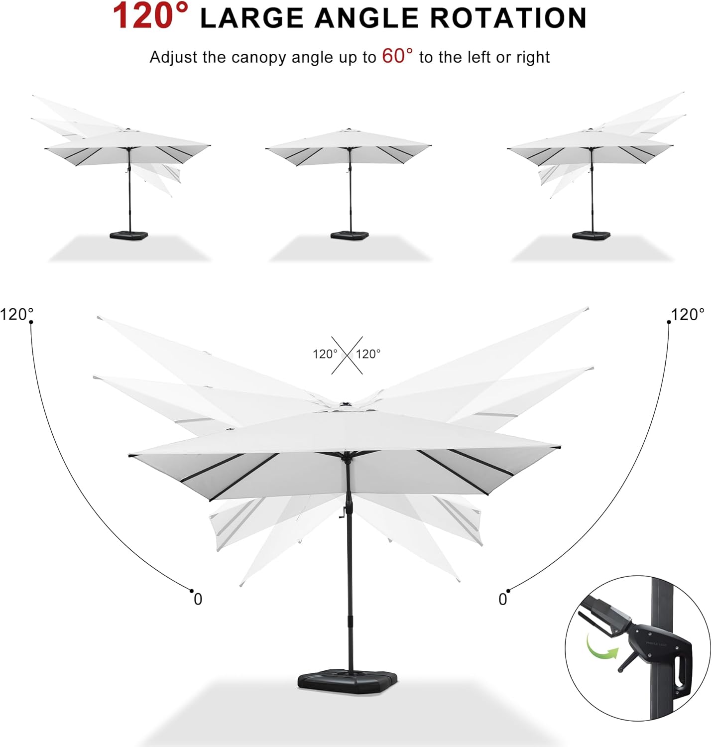 11 Feet Patio Umbrella with Base Outdoor Cantilever Round Umbrella Aluminum Offset Umbrella with 360-degree Rotation for Garden Deck Pool Patio, Beige