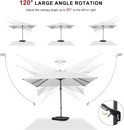 11 Feet Patio Umbrella with Base Outdoor Cantilever Round Umbrella Aluminum Offset Umbrella with 360-degree Rotation for Garden Deck Pool Patio, Beige