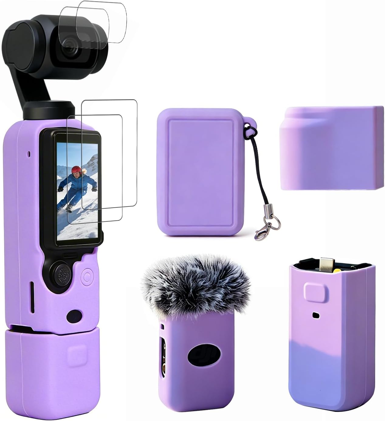 Case for DJI Osmo Pocket 3/Xtra Muse Camera, Soft Silicone Protective Case, Anti-Scratch, Slim Fit Skin with mic Cover and Screen Protector Accessories for Osmo Pocket 3/Xtra Muse (Brown)