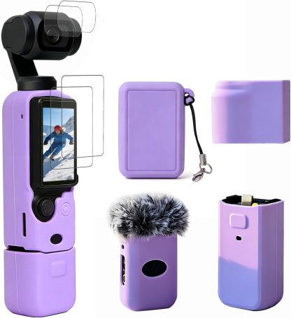 Case for DJI Osmo Pocket 3/Xtra Muse Camera, Soft Silicone Protective Case, Anti-Scratch, Slim Fit Skin with mic Cover and Screen Protector Accessories for Osmo Pocket 3/Xtra Muse (Brown)