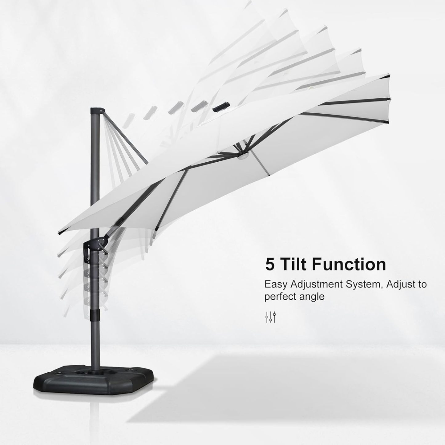 11 Feet Patio Umbrella with Base Outdoor Cantilever Round Umbrella Aluminum Offset Umbrella with 360-degree Rotation for Garden Deck Pool Patio, Beige