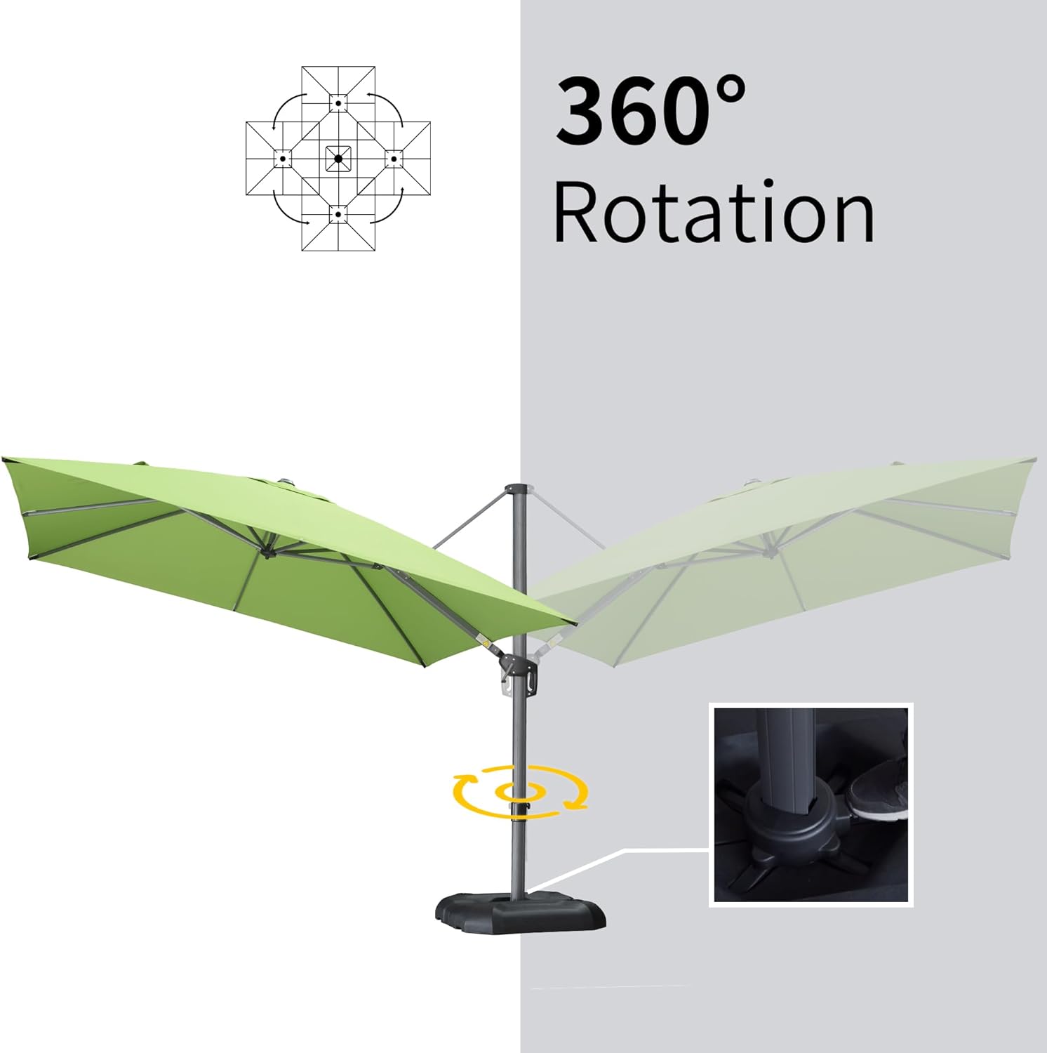 11 Feet Patio Umbrella with Base Outdoor Cantilever Round Umbrella Aluminum Offset Umbrella with 360-degree Rotation for Garden Deck Pool Patio, Beige