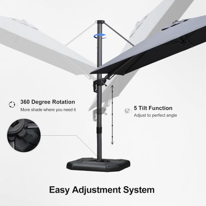 11 Feet Patio Umbrella with Base Outdoor Cantilever Round Umbrella Aluminum Offset Umbrella with 360-degree Rotation for Garden Deck Pool Patio, Beige