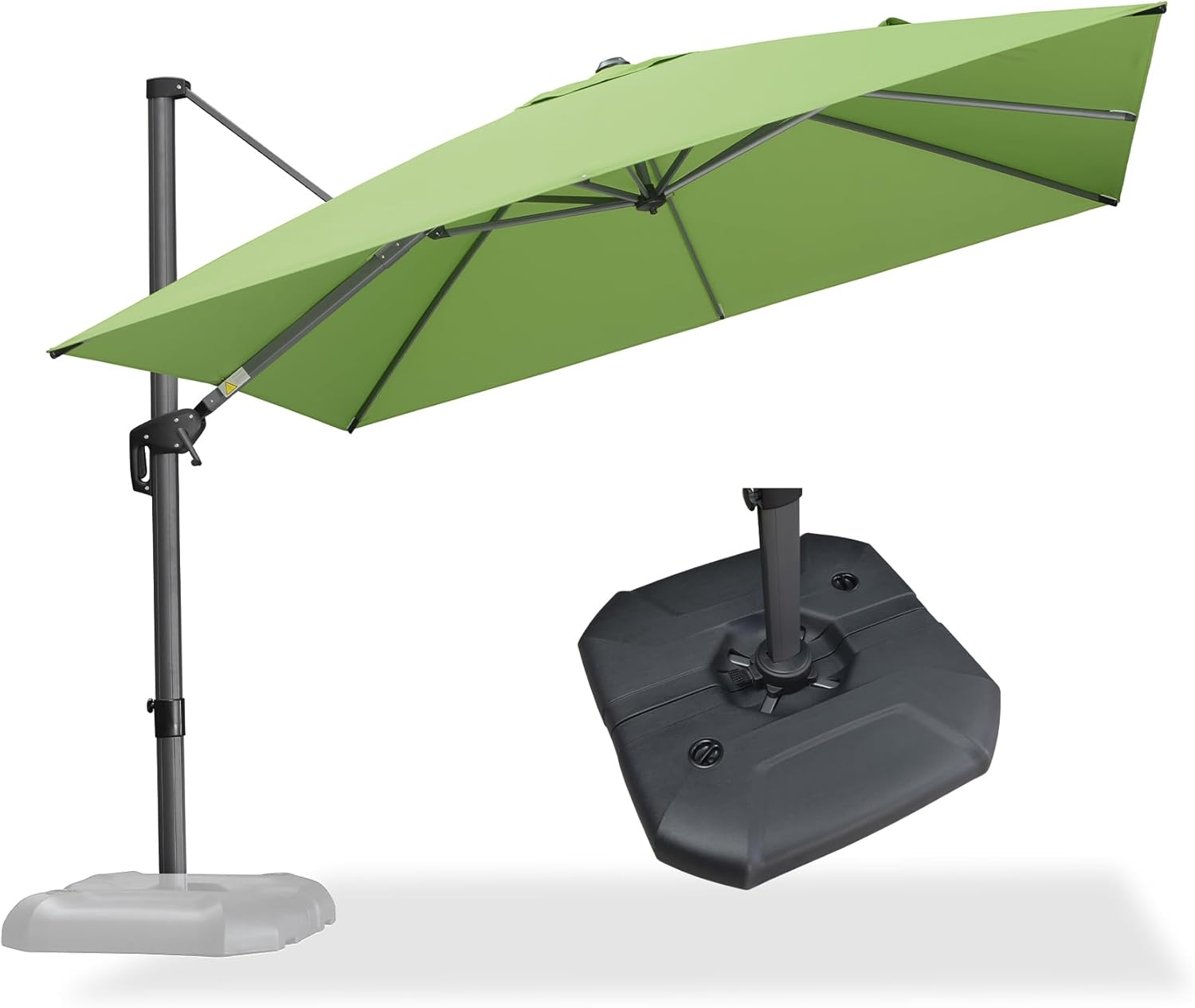 11 Feet Patio Umbrella with Base Outdoor Cantilever Round Umbrella Aluminum Offset Umbrella with 360-degree Rotation for Garden Deck Pool Patio, Beige