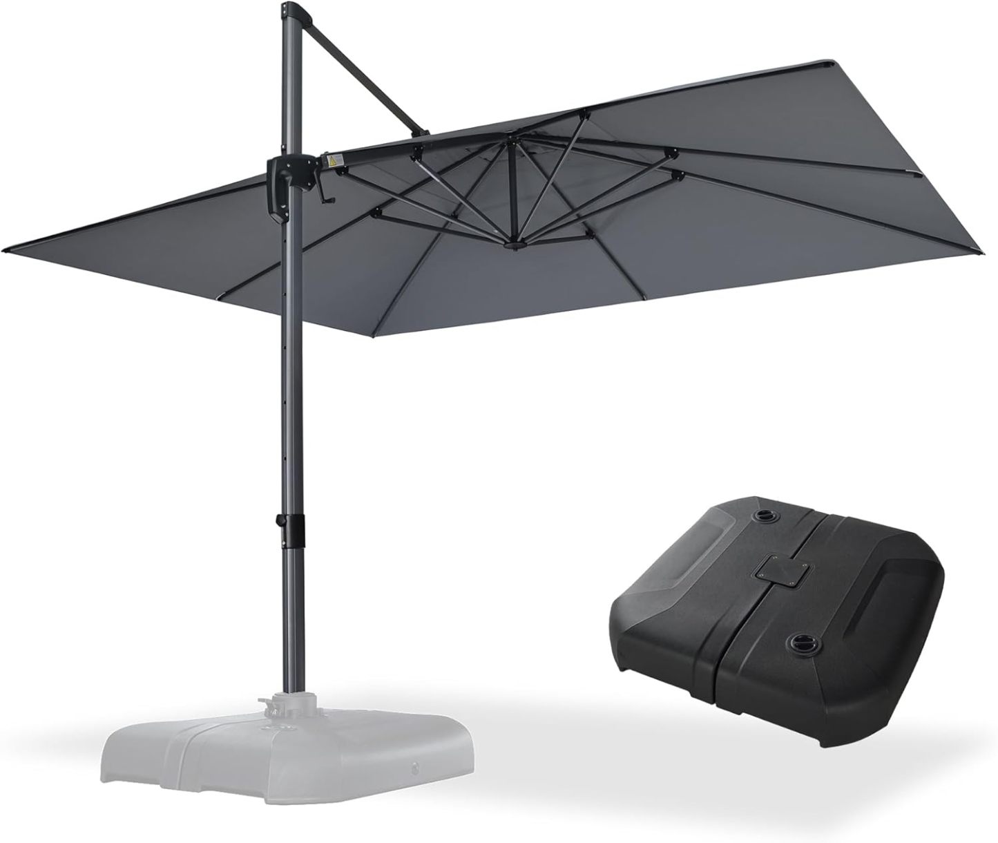 11 Feet Patio Umbrella with Base Outdoor Cantilever Round Umbrella Aluminum Offset Umbrella with 360-degree Rotation for Garden Deck Pool Patio, Beige