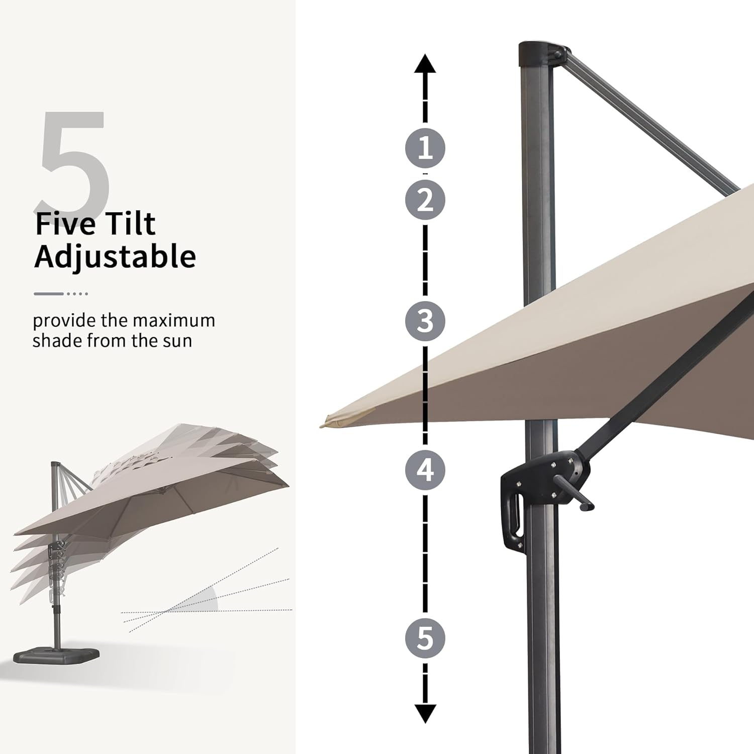 11 Feet Patio Umbrella with Base Outdoor Cantilever Round Umbrella Aluminum Offset Umbrella with 360-degree Rotation for Garden Deck Pool Patio, Beige