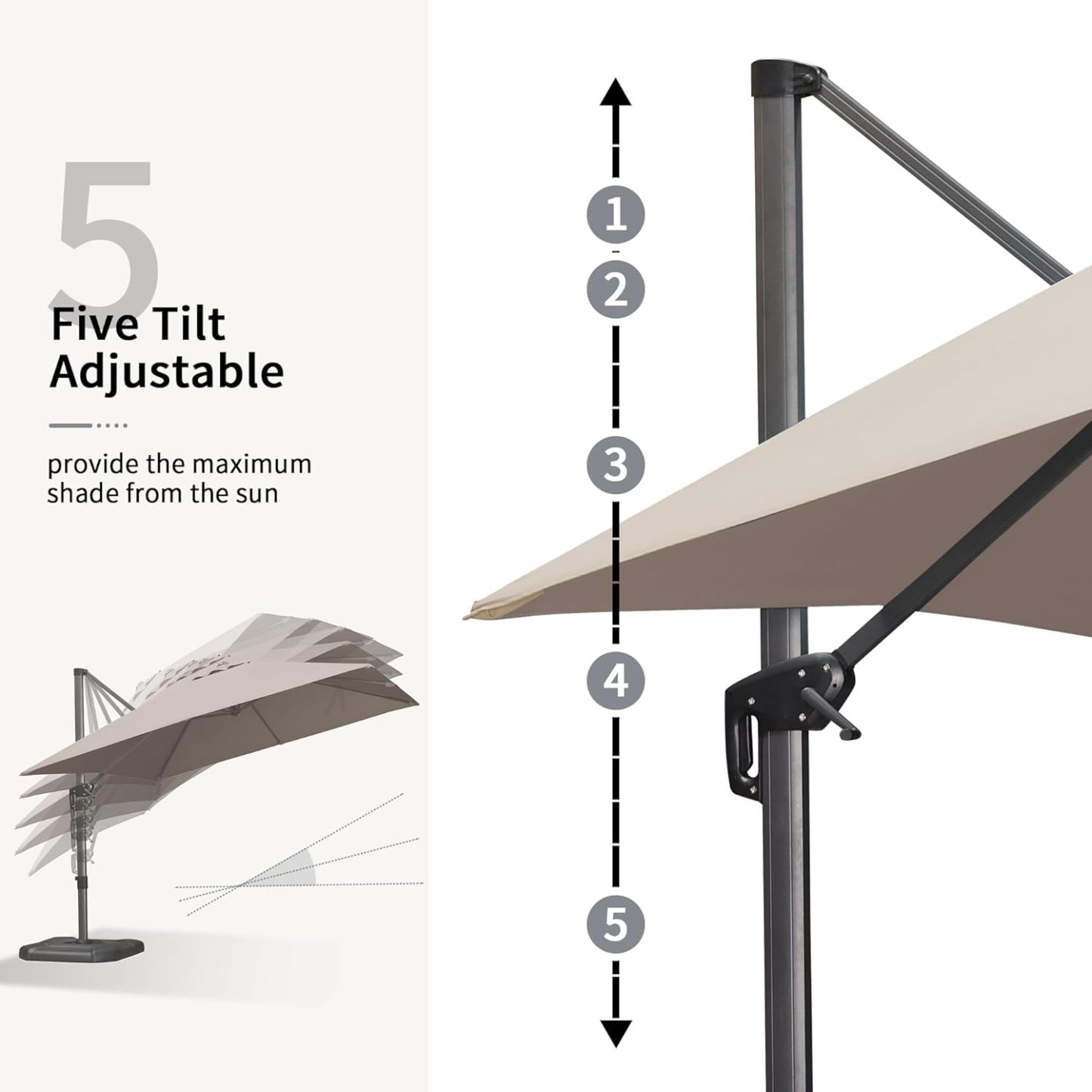 11 Feet Patio Umbrella with Base Outdoor Cantilever Round Umbrella Aluminum Offset Umbrella with 360-degree Rotation for Garden Deck Pool Patio, Beige