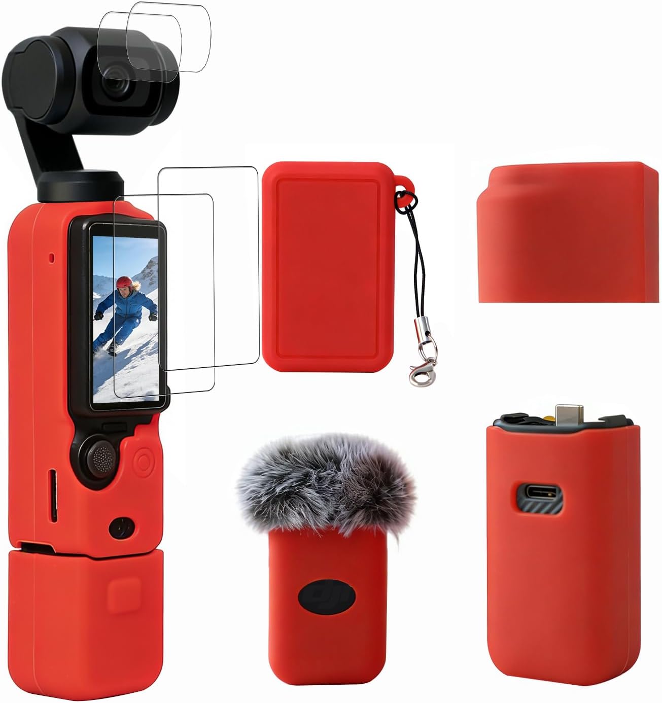 Case for DJI Osmo Pocket 3/Xtra Muse Camera, Soft Silicone Protective Case, Anti-Scratch, Slim Fit Skin with mic Cover and Screen Protector Accessories for Osmo Pocket 3/Xtra Muse (Brown)