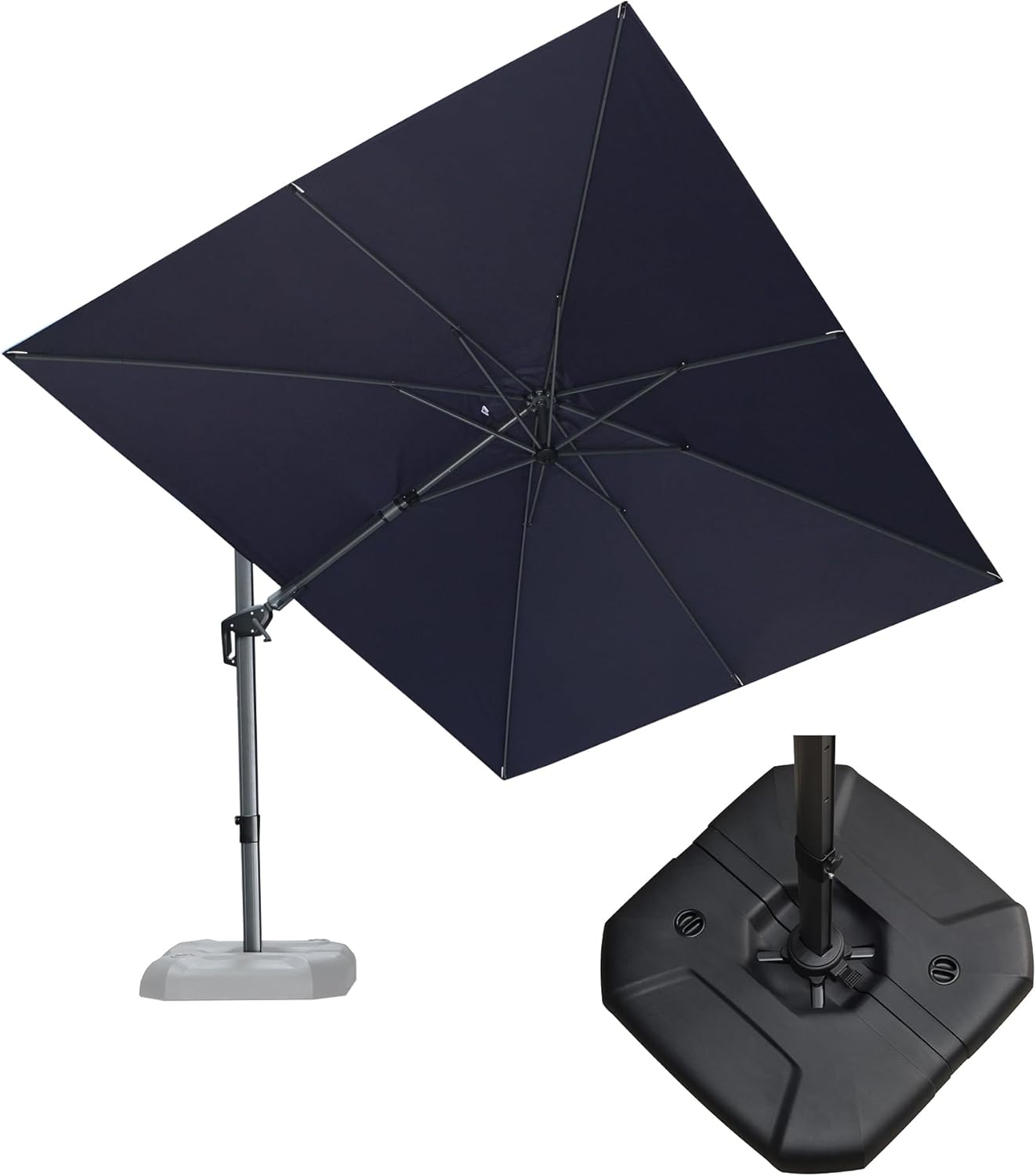 11 Feet Patio Umbrella with Base Outdoor Cantilever Round Umbrella Aluminum Offset Umbrella with 360-degree Rotation for Garden Deck Pool Patio, Beige