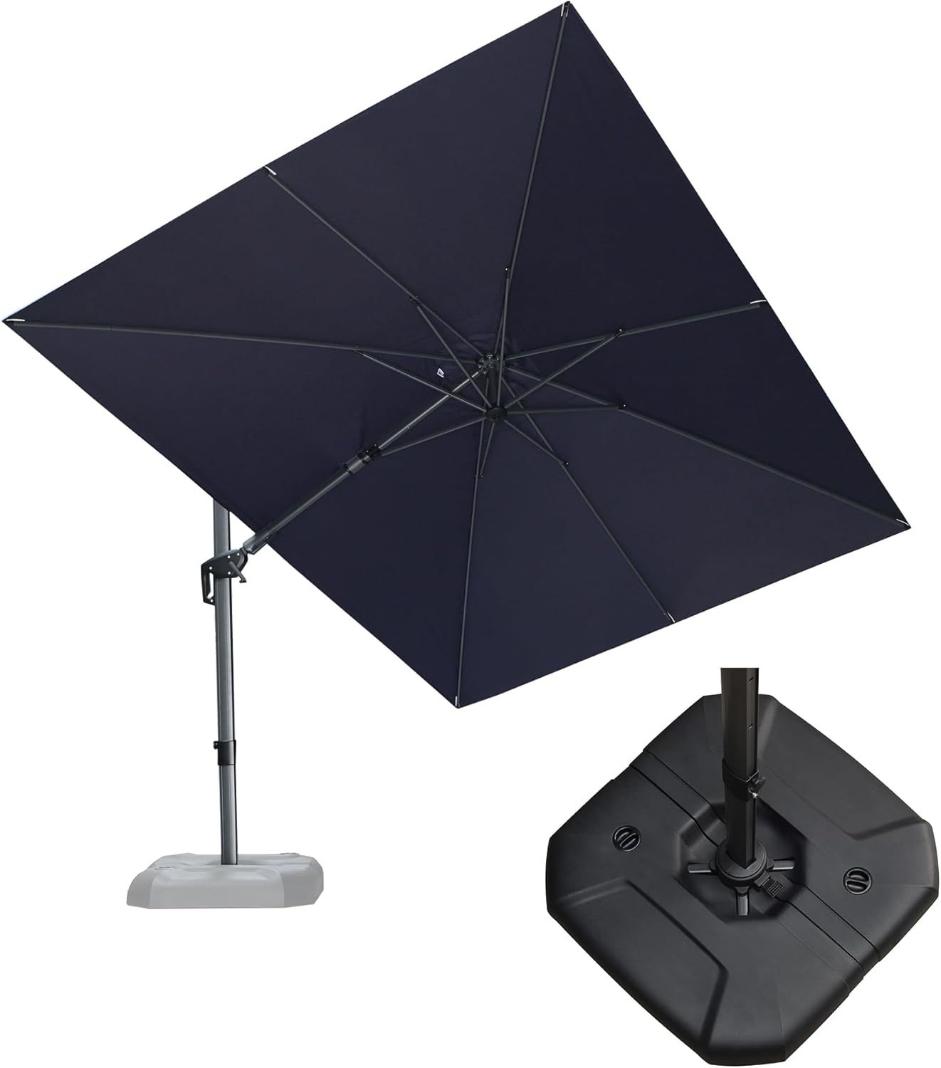 11 Feet Patio Umbrella with Base Outdoor Cantilever Round Umbrella Aluminum Offset Umbrella with 360-degree Rotation for Garden Deck Pool Patio, Beige