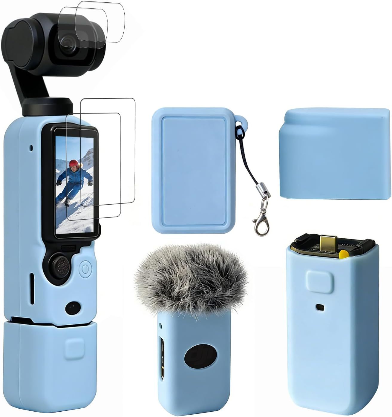 Case for DJI Osmo Pocket 3/Xtra Muse Camera, Soft Silicone Protective Case, Anti-Scratch, Slim Fit Skin with mic Cover and Screen Protector Accessories for Osmo Pocket 3/Xtra Muse (Brown)