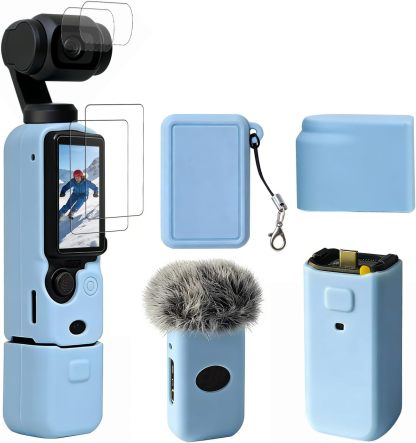 Case for DJI Osmo Pocket 3/Xtra Muse Camera, Soft Silicone Protective Case, Anti-Scratch, Slim Fit Skin with mic Cover and Screen Protector Accessories for Osmo Pocket 3/Xtra Muse (Brown)