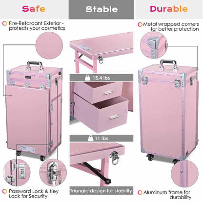 Byootique Nail Table Makeup Station Speaker Drawers Mirror