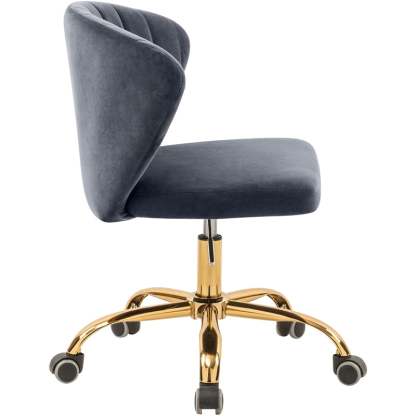 Meridian Furniture Finley Swivel Adjustable Black Velvet and Chrome Office Chair