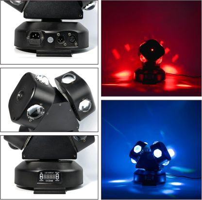 Moving Head DJ Light Party RGBW LED Beam Lights DMX 512 Strobe Light with Sound Activated 360°Rotation Stage Lighting Equipment for Events DJ KTV Disco Wedding Concert Festival