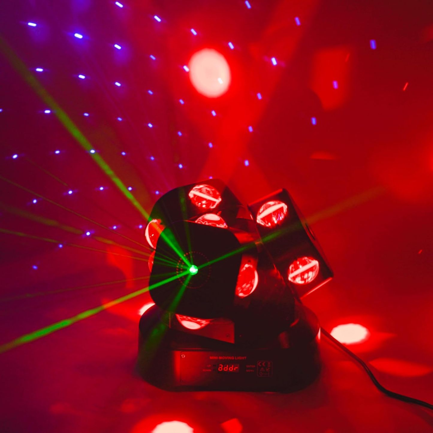 Moving Head DJ Light Party RGBW LED Beam Lights DMX 512 Strobe Light with Sound Activated 360°Rotation Stage Lighting Equipment for Events DJ KTV Disco Wedding Concert Festival