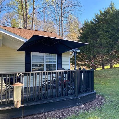 11 Feet Patio Umbrella with Base Outdoor Cantilever Round Umbrella Aluminum Offset Umbrella with 360-degree Rotation for Garden Deck Pool Patio, Beige