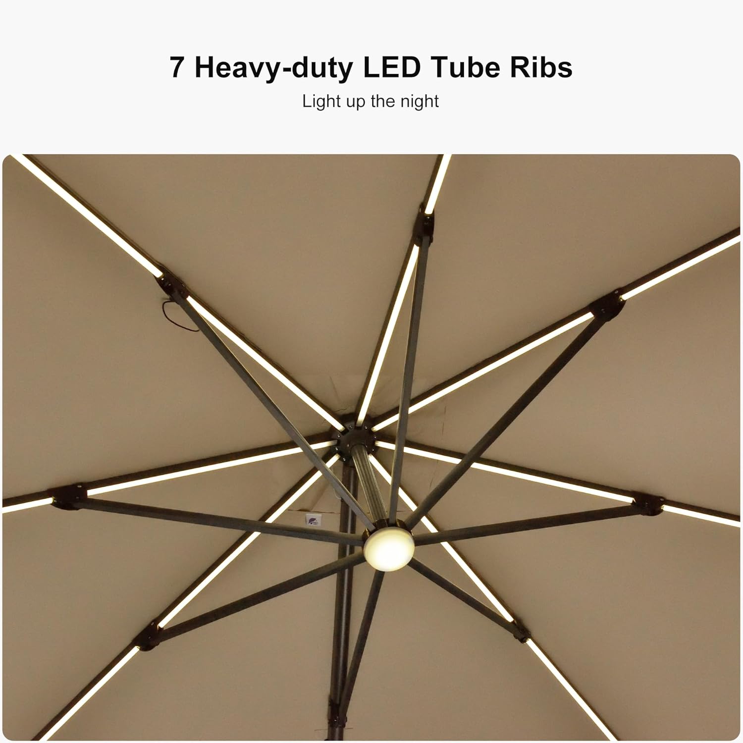 11 Feet Patio Umbrella with Base Outdoor Cantilever Round Umbrella Aluminum Offset Umbrella with 360-degree Rotation for Garden Deck Pool Patio, Beige