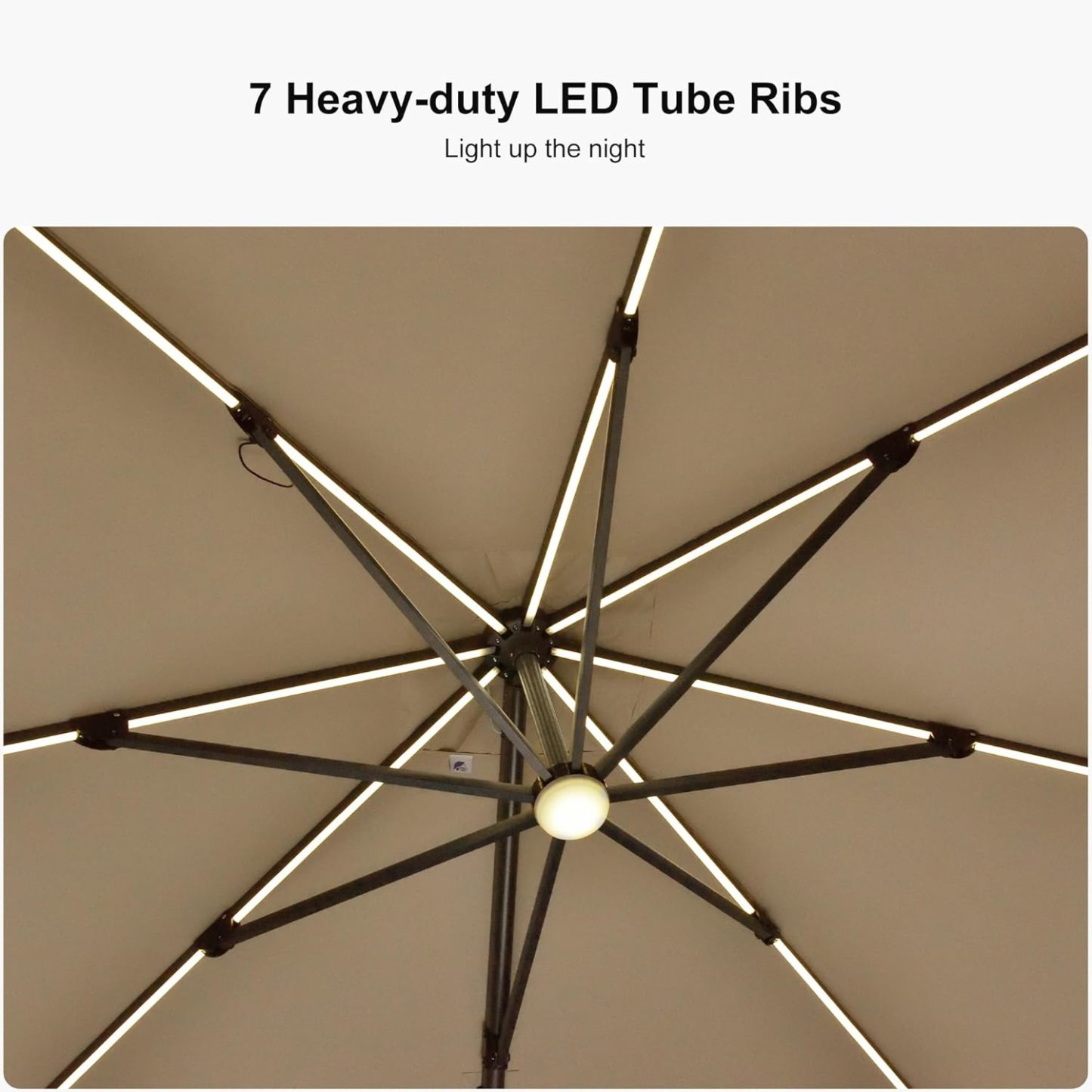 11 Feet Patio Umbrella with Base Outdoor Cantilever Round Umbrella Aluminum Offset Umbrella with 360-degree Rotation for Garden Deck Pool Patio, Beige