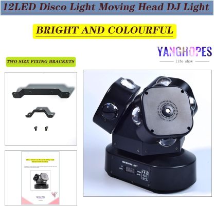 Moving Head DJ Light Party RGBW LED Beam Lights DMX 512 Strobe Light with Sound Activated 360°Rotation Stage Lighting Equipment for Events DJ KTV Disco Wedding Concert Festival