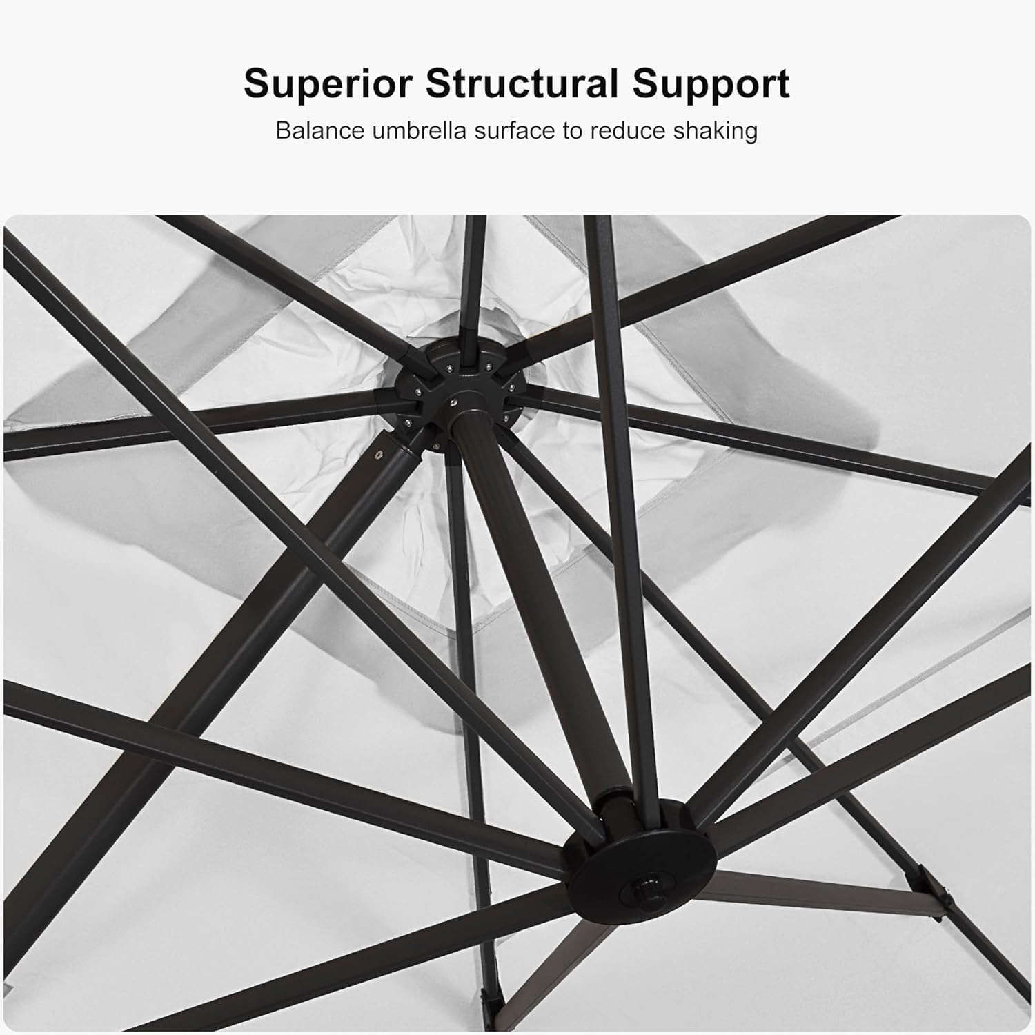 11 Feet Patio Umbrella with Base Outdoor Cantilever Round Umbrella Aluminum Offset Umbrella with 360-degree Rotation for Garden Deck Pool Patio, Beige