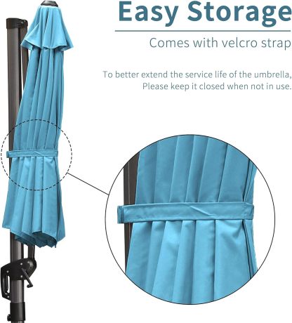 11 Feet Patio Umbrella with Base Outdoor Cantilever Round Umbrella Aluminum Offset Umbrella with 360-degree Rotation for Garden Deck Pool Patio, Beige