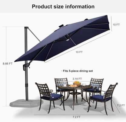 11 Feet Patio Umbrella with Base Outdoor Cantilever Round Umbrella Aluminum Offset Umbrella with 360-degree Rotation for Garden Deck Pool Patio, Beige