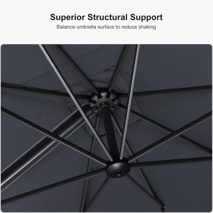 11 Feet Patio Umbrella with Base Outdoor Cantilever Round Umbrella Aluminum Offset Umbrella with 360-degree Rotation for Garden Deck Pool Patio, Beige