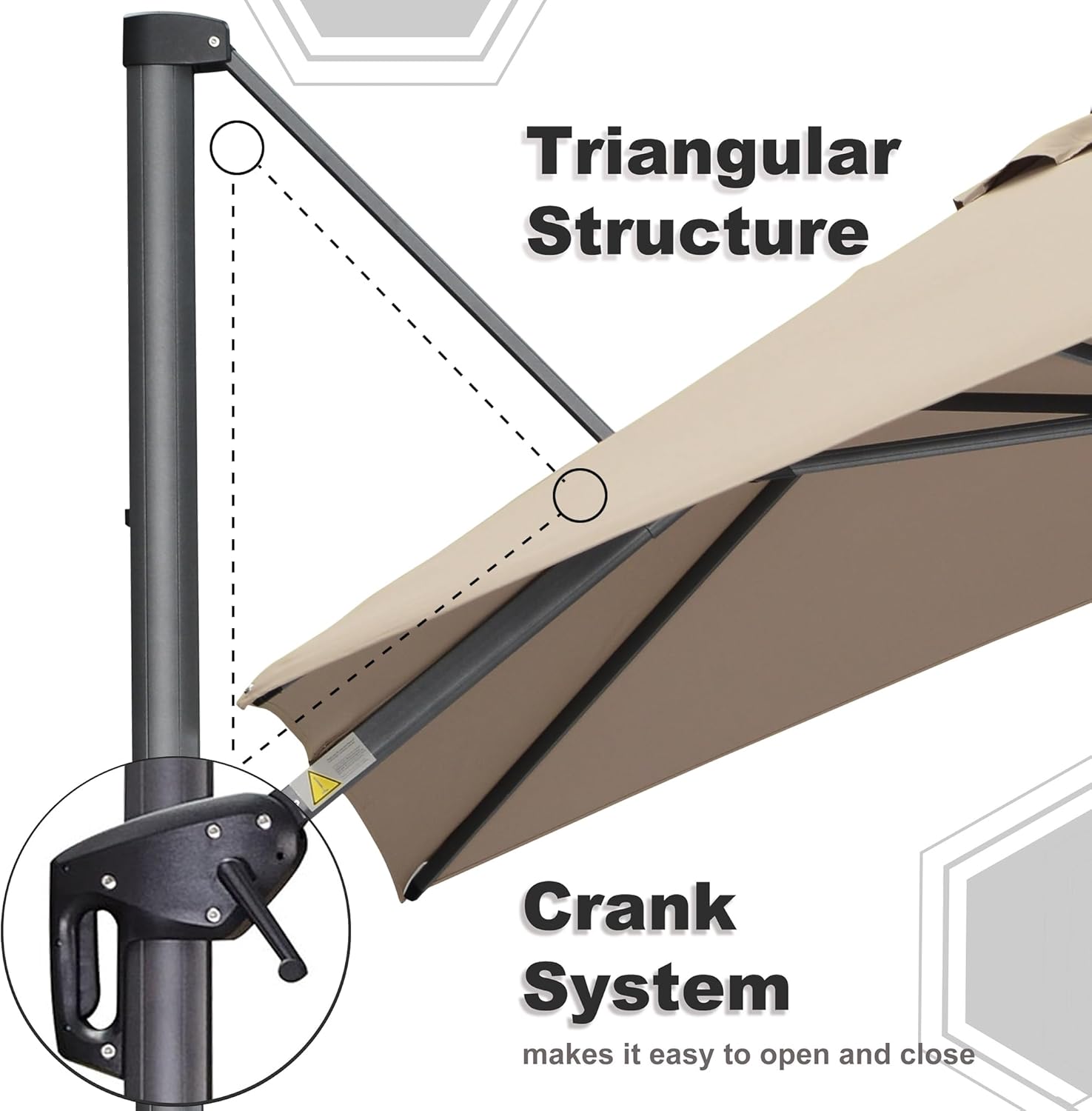 11 Feet Patio Umbrella with Base Outdoor Cantilever Round Umbrella Aluminum Offset Umbrella with 360-degree Rotation for Garden Deck Pool Patio, Beige