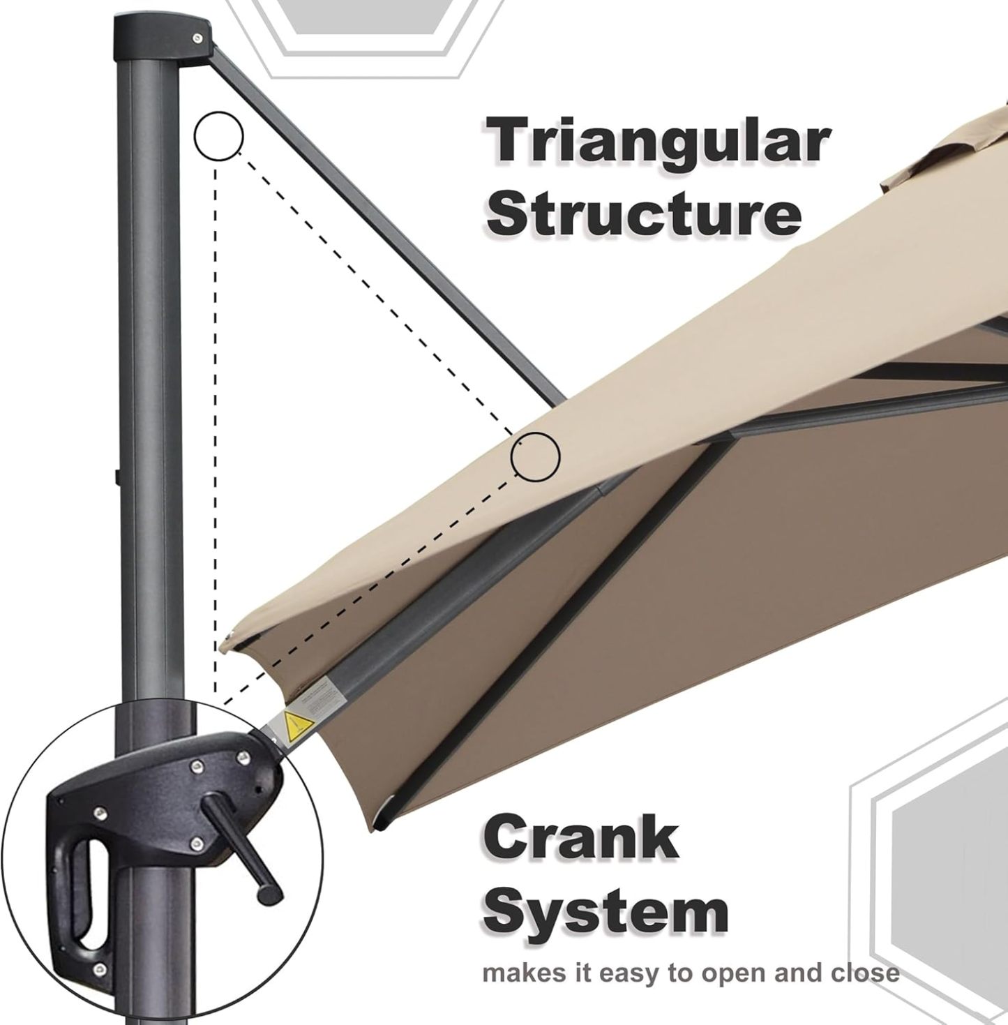11 Feet Patio Umbrella with Base Outdoor Cantilever Round Umbrella Aluminum Offset Umbrella with 360-degree Rotation for Garden Deck Pool Patio, Beige