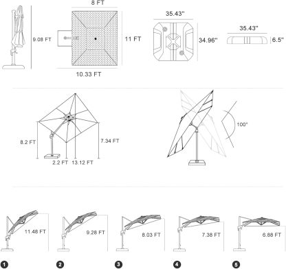 11 Feet Patio Umbrella with Base Outdoor Cantilever Round Umbrella Aluminum Offset Umbrella with 360-degree Rotation for Garden Deck Pool Patio, Beige