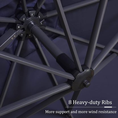 11 Feet Patio Umbrella with Base Outdoor Cantilever Round Umbrella Aluminum Offset Umbrella with 360-degree Rotation for Garden Deck Pool Patio, Beige