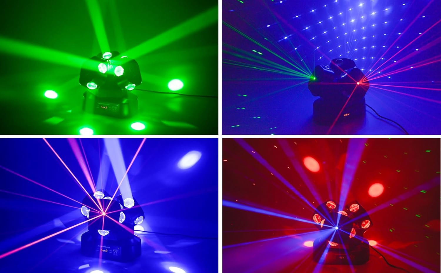 Moving Head DJ Light Party RGBW LED Beam Lights DMX 512 Strobe Light with Sound Activated 360°Rotation Stage Lighting Equipment for Events DJ KTV Disco Wedding Concert Festival