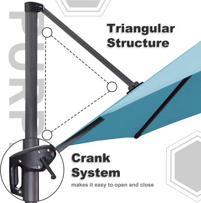 11 Feet Patio Umbrella with Base Outdoor Cantilever Round Umbrella Aluminum Offset Umbrella with 360-degree Rotation for Garden Deck Pool Patio, Beige