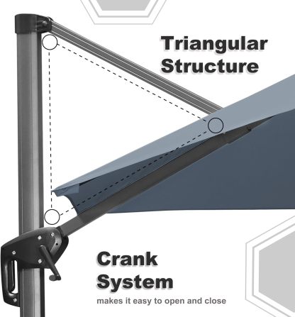11 Feet Patio Umbrella with Base Outdoor Cantilever Round Umbrella Aluminum Offset Umbrella with 360-degree Rotation for Garden Deck Pool Patio, Beige
