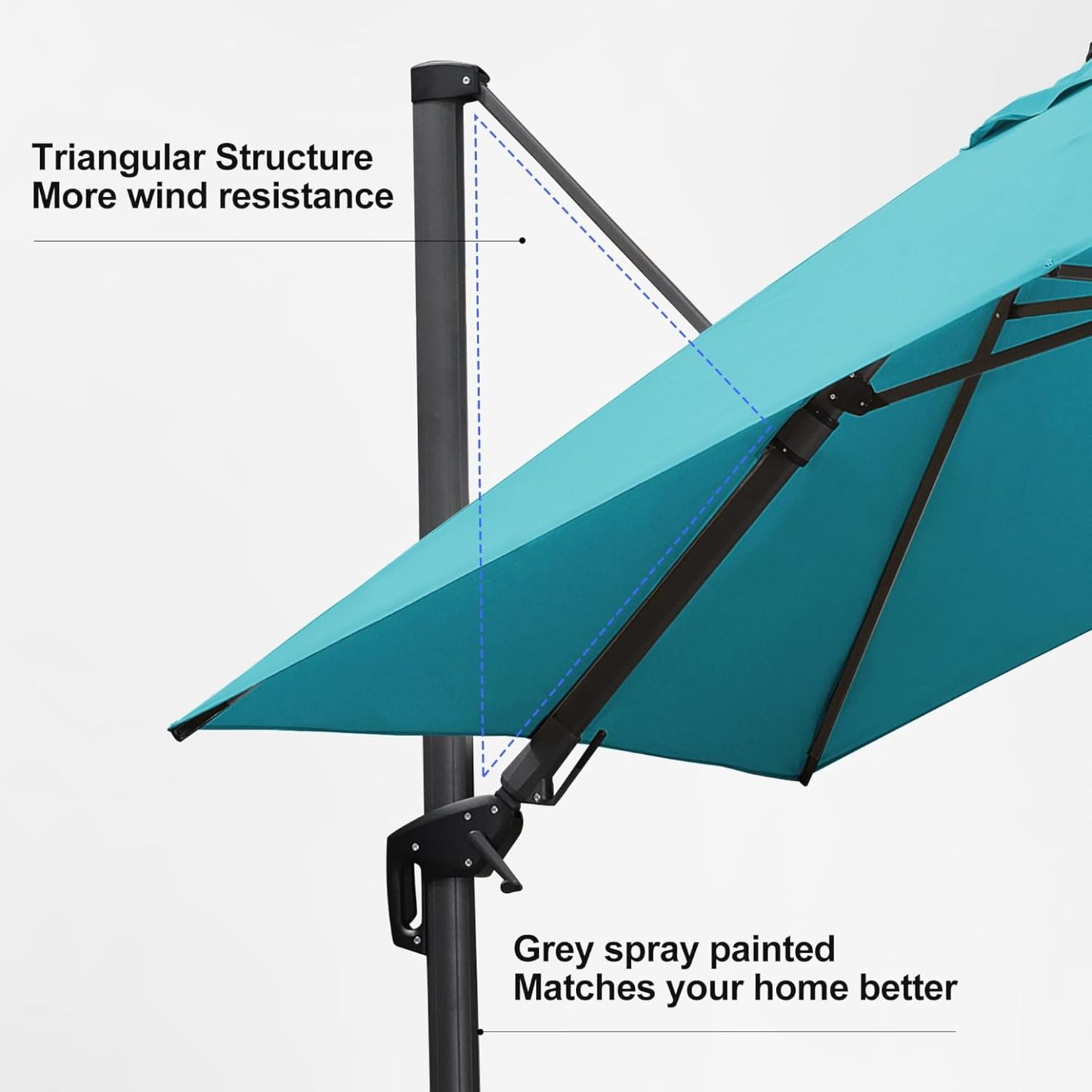 11 Feet Patio Umbrella with Base Outdoor Cantilever Round Umbrella Aluminum Offset Umbrella with 360-degree Rotation for Garden Deck Pool Patio, Beige