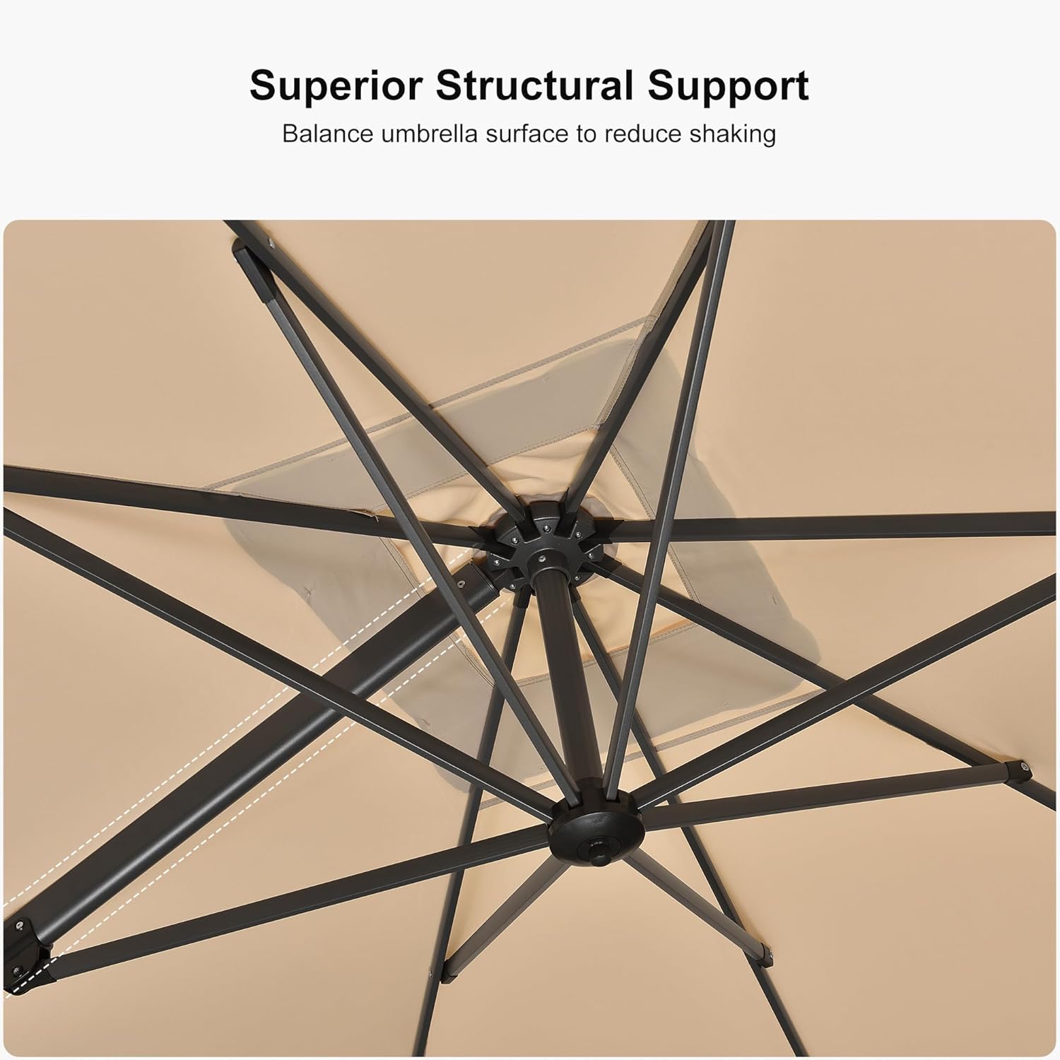 11 Feet Patio Umbrella with Base Outdoor Cantilever Round Umbrella Aluminum Offset Umbrella with 360-degree Rotation for Garden Deck Pool Patio, Beige