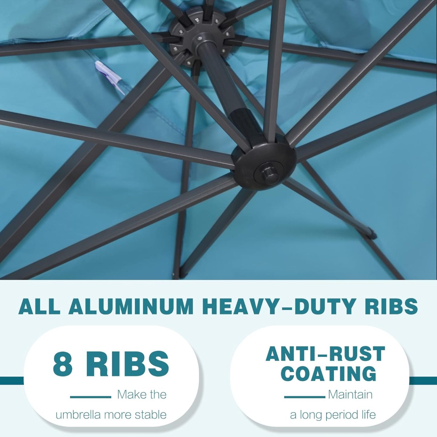 11 Feet Patio Umbrella with Base Outdoor Cantilever Round Umbrella Aluminum Offset Umbrella with 360-degree Rotation for Garden Deck Pool Patio, Beige